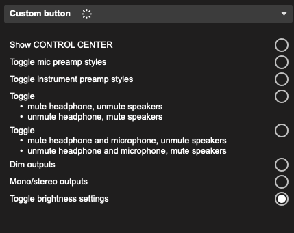 CONNECT 2 custom button settings